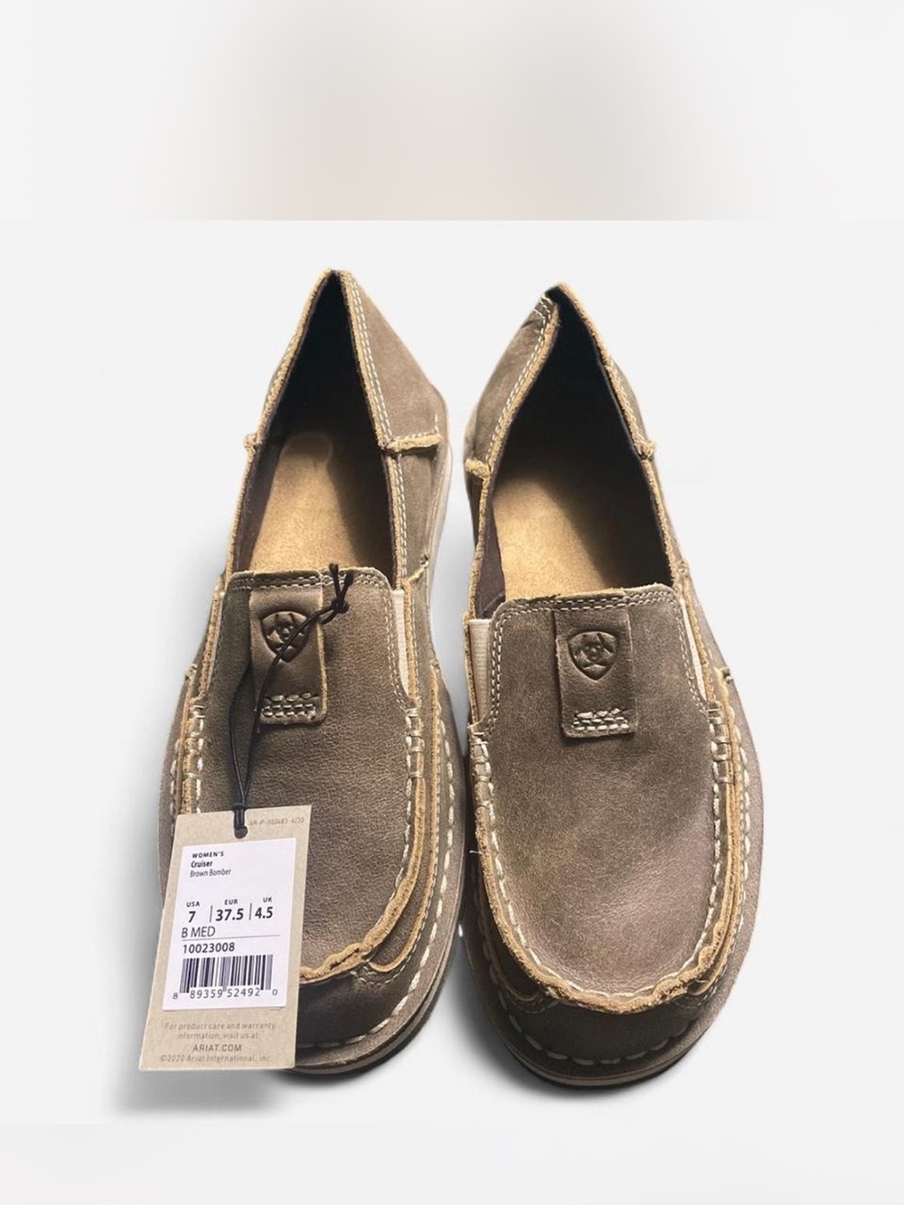 Ariat Taupe Leather Casual Slip-On Loafer/Boat-Shoe